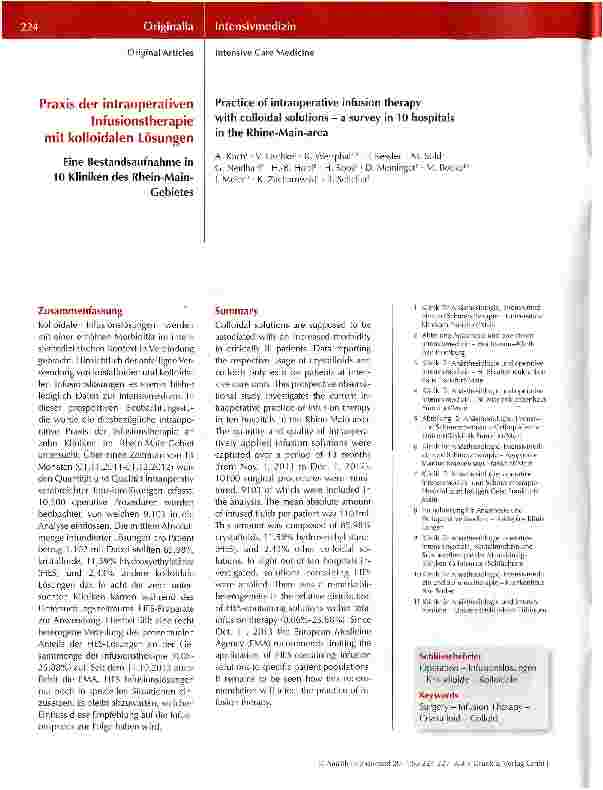 Vorschauseite 1: Praxis der intraoperativen Infusionstherapie mit kolloidalen Lösungen