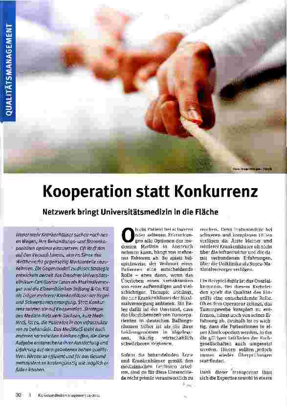 Vorschauseite 1: Kooperation statt Konkurrenz