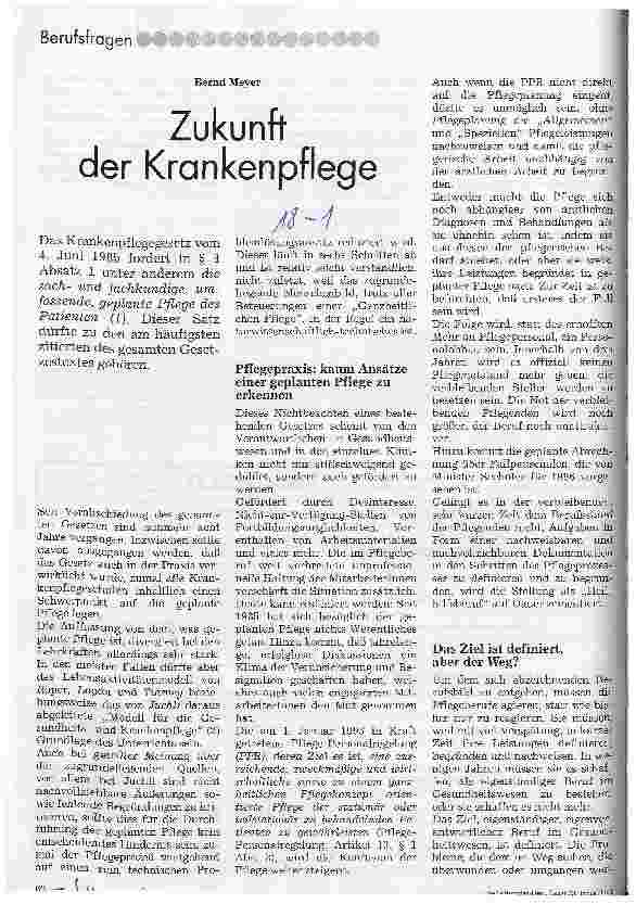 Vorschauseite 1: Zukunft der Krankenpflege