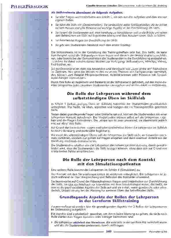 Vorschauseite 3: Die Lehrperson in der Lernform Skillstraining