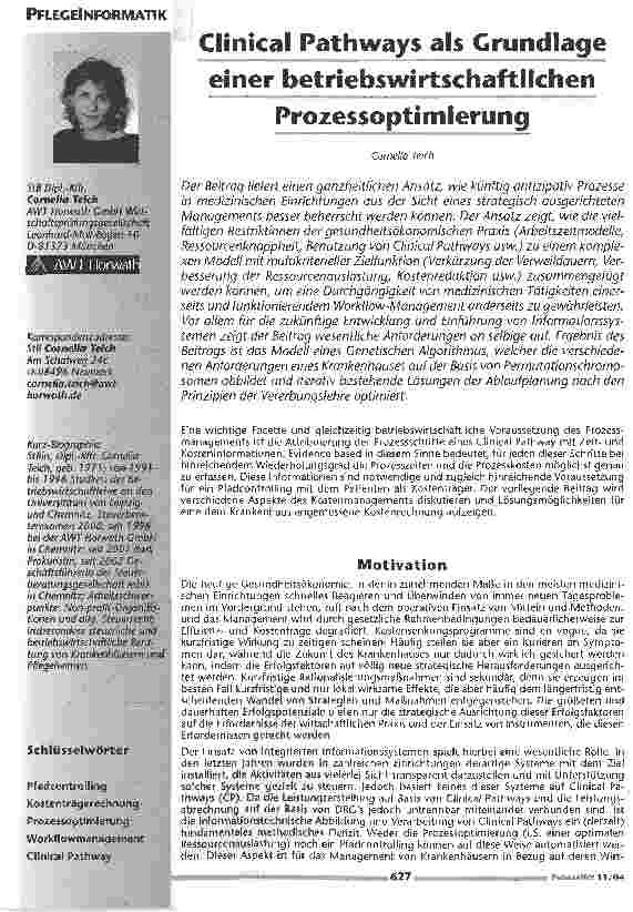 Vorschauseite 1: Clinical Pathways als Grundlage einer betriebswirtschaftlichenProzessoptimierung