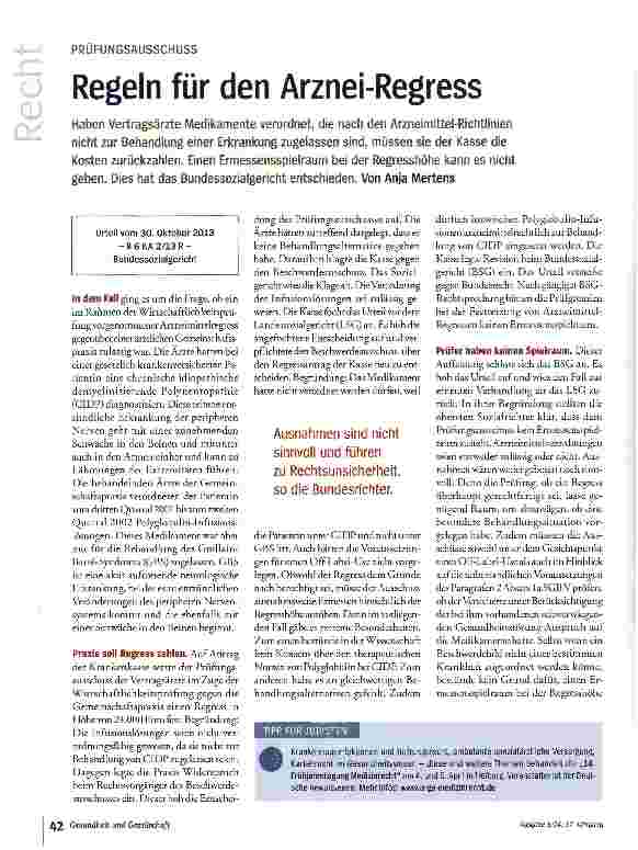 Vorschauseite 1: Regeln für den Arznei-Regress
