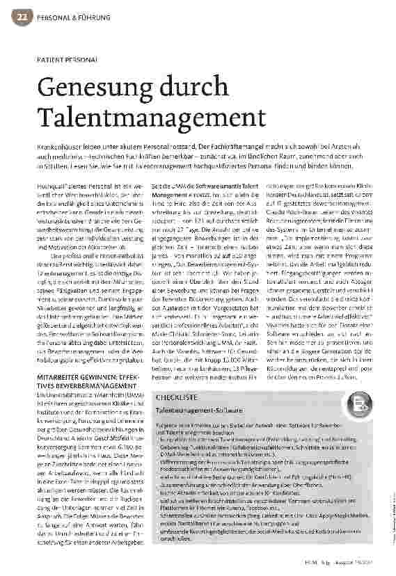 Vorschauseite 1: Genesung durch Talentmanagement