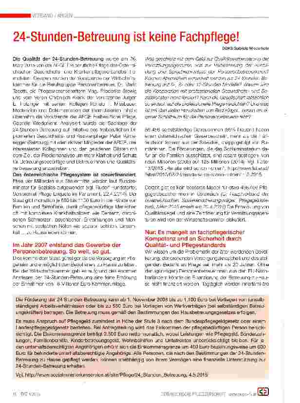 Vorschauseite 1: 24-Stunden-Betreuung ist keine Fachpflege!