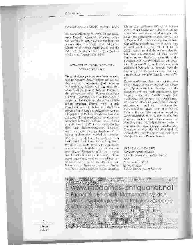 Vorschauseite 4: ANÄSTHESIOLOGISCHE VERFAHREN IN DER FAST-TRACK CHIRURGIE