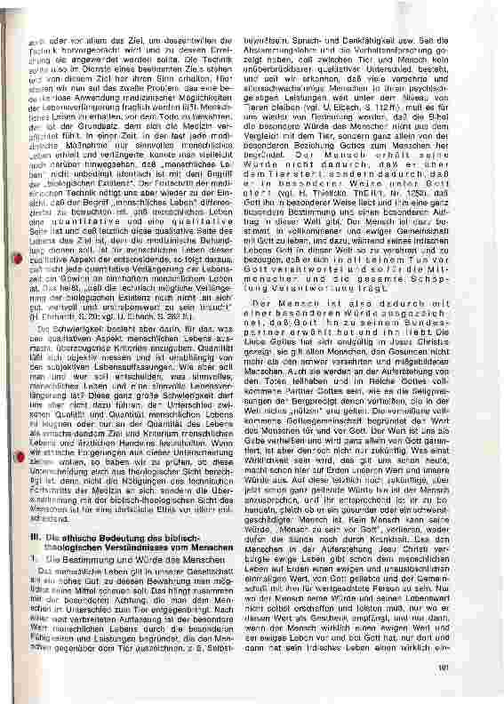 Vorschauseite 2: Sinnvolles meidzinisches Handeln auf der Grenze zwischen Leben und Tod - Theologische Überlegungen