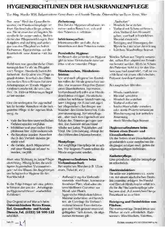 Vorschauseite 1: Hygienerichtlinien der Hauskrankenpflege