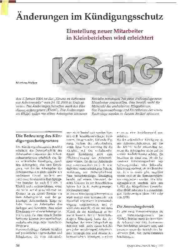 Vorschauseite 1: Änderungen im KündigungsschutzEinstellung neuer Mitarbeiter in Kleinbetrieben wird erleichtert