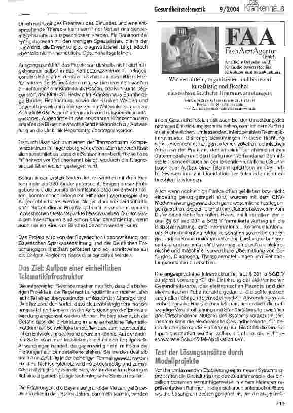 Vorschauseite 3: Gesundheitstelematik in Bayern - ein Überblick