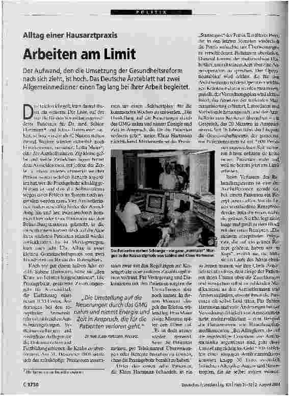 Vorschauseite 1: Arbeiten am LimitAlltag einer Hausarztpraxis