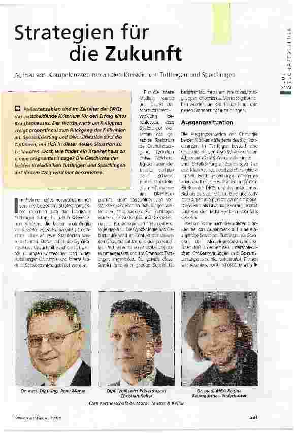 Vorschauseite 1: Strategien für die ZukunftAufbau von Kompetenzzentren an den Kreiskliniken Tuttlingen und Spaichingen