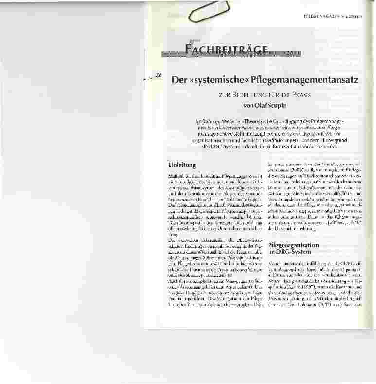 Vorschauseite 1: Der systemische PflegemanagementansatzZUR BEDEUTUNG FÜR DIE PRAXIS