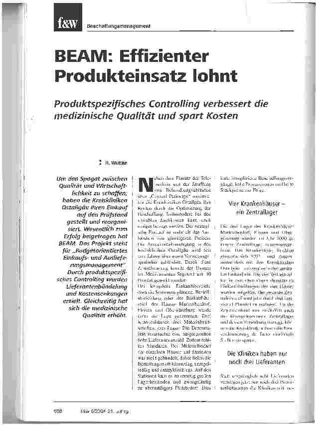 Vorschauseite 1: BEAM: Effizienter Produkteinsatz lohnt