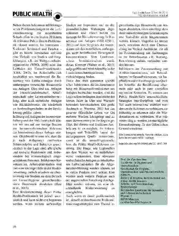 Vorschauseite 2: Übertragbare Krankheiten: Herausforderung für die Öffentliche Gesundheit