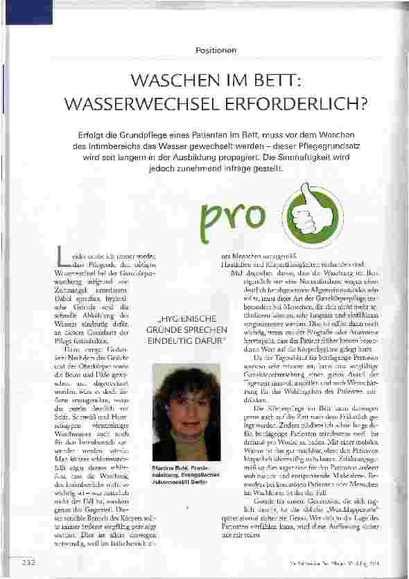Vorschauseite 1: WASCHEN IM BETT: WASSERWECHSEL ERFORDERLICH?