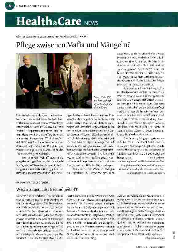 Vorschauseite 1: Pflege zwischen Mafia und Mängeln?