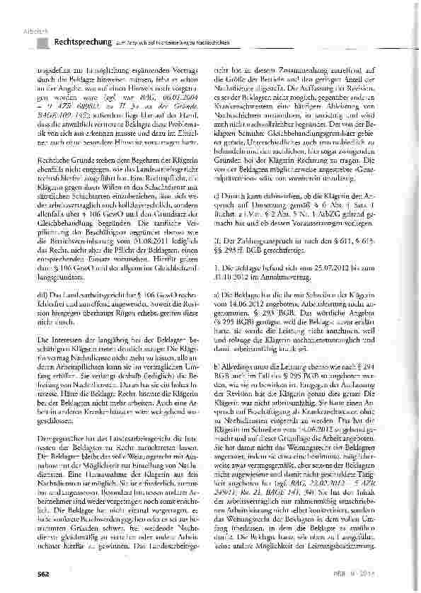 Vorschauseite 5: Zum Anspruch auf Nichteinteilung zu Nachtschichten