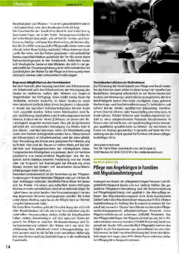 Vorschauseite 2: Vereinbarkeitssituation von Eltern pflegebedürftiger Kinder