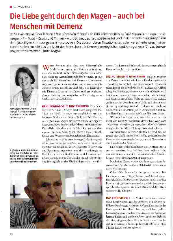 Vorschauseite 1: Die Liebe geht durch den Magen - auch bei Menschen mit Demenz