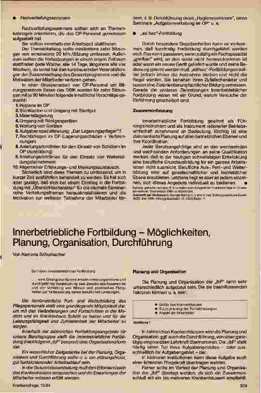 Vorschauseite 3: Innerbetriebliche Fortbildung für Pflegepersonal im Operationsdienst