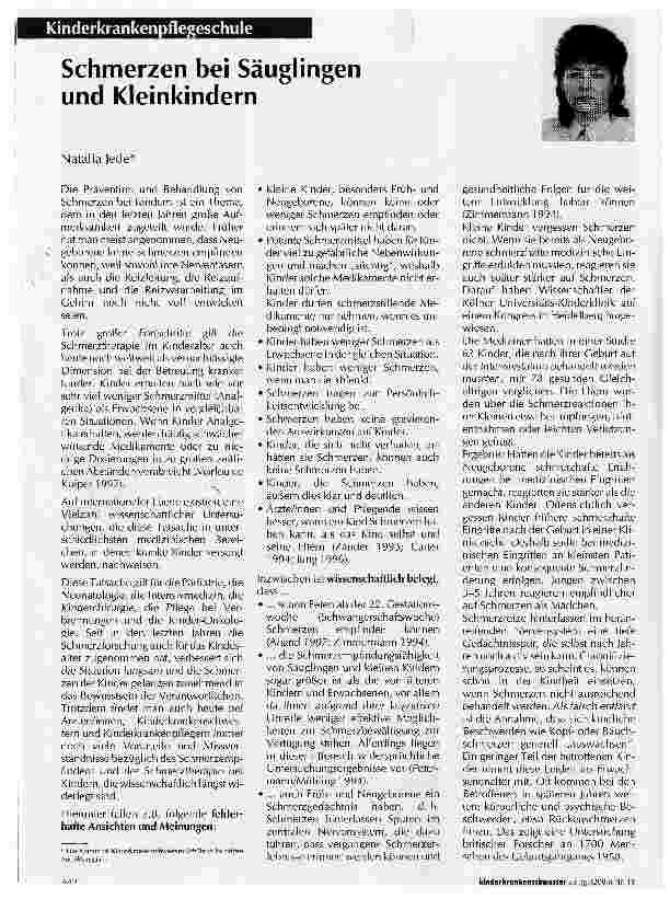 Vorschauseite 1: Schmerzen bei Säuglingen und Kleinkindern