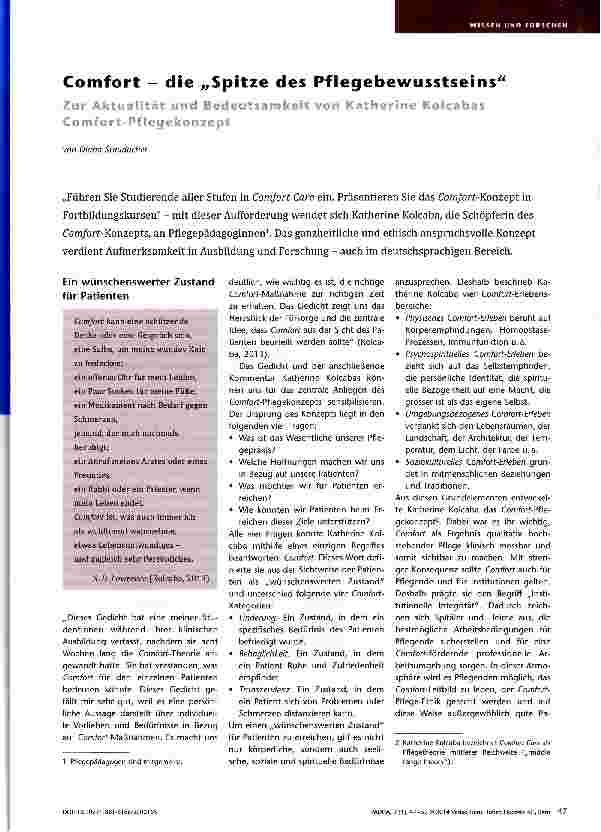 Vorschauseite 1: Comfort - die „Spitze des Pflegebewusstseins