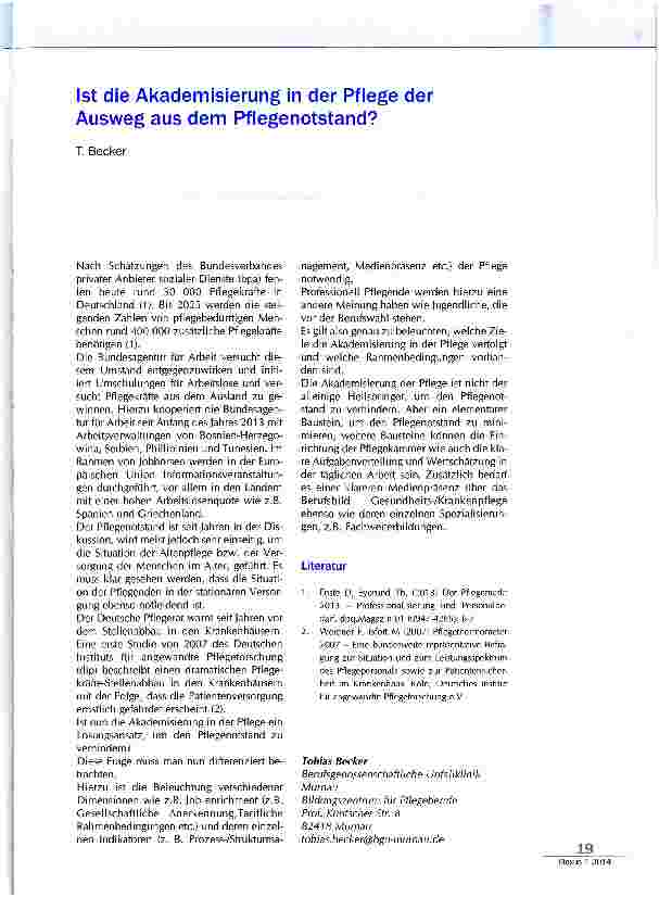 Vorschauseite 1: Ist die Akademisierung in der Pflege der Ausweg aus dem Pflegenotstand?