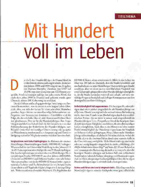 Vorschauseite 2: Mit Hundert voll im Leben