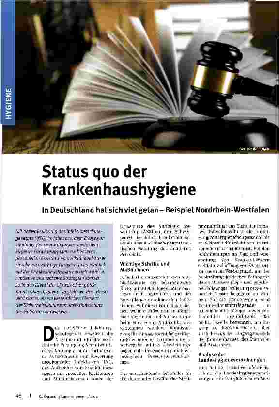 Vorschauseite 1: Status quo der Krankenhaushygiene