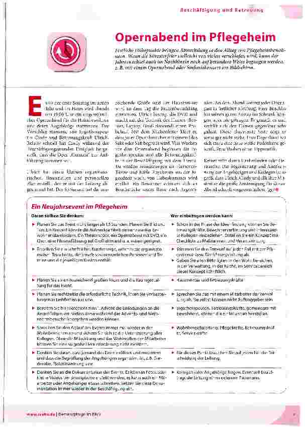 Vorschauseite 1: Opernabend im Pflegeheim