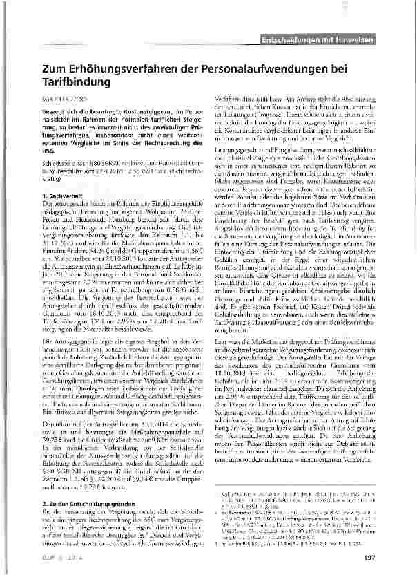Vorschauseite 1: Zum Erhöhungsverfahren der Personalaufwendungen bei Tarifbindung SGBXII §§77, 80