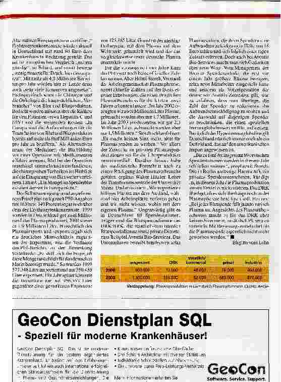 Vorschauseite 2: Am Markt vorbei geworbenBlutplasma