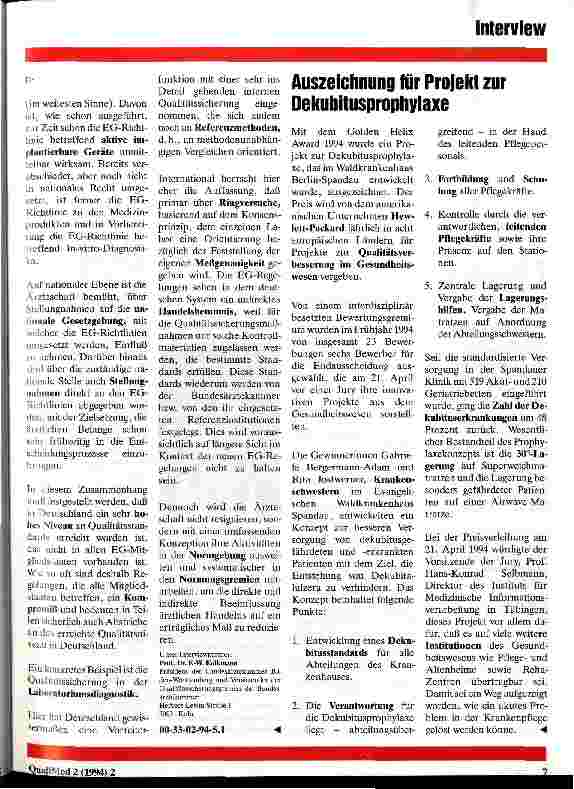 Vorschauseite 3: Rechtliche Grundlagen zur Qualitätssicherung in der Medizin Interview mit Prof. F.-W. Kolkmann