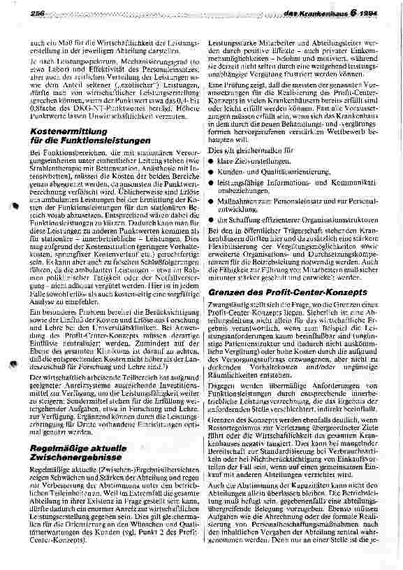 Vorschauseite 3: Eigenverantwortlich wirtschaftende Klinikabteilungen und Funktionsbereiche - Möglichkeiten und Grenzen des Profit-Center-Konzepts