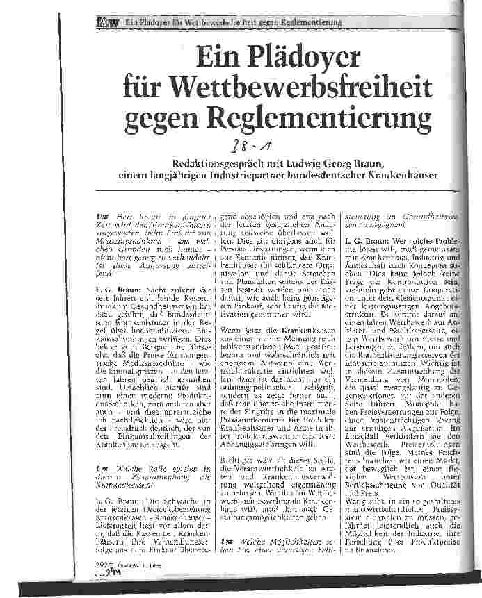 Vorschauseite 1: Ein Plädoyer für Wettbewerbsfreiheit gegen Reglementierung Interview