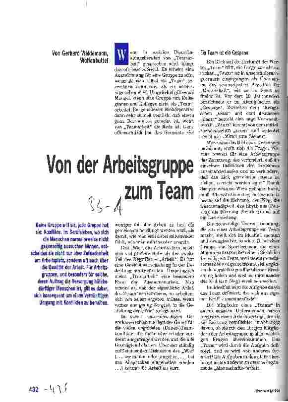 Vorschauseite 1: Von der Arbeitsgruppe zum Team