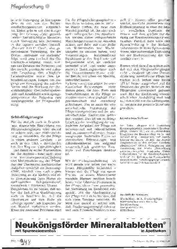 Vorschauseite 5: Pflege und Medizin - Emanzipation und Kooperation