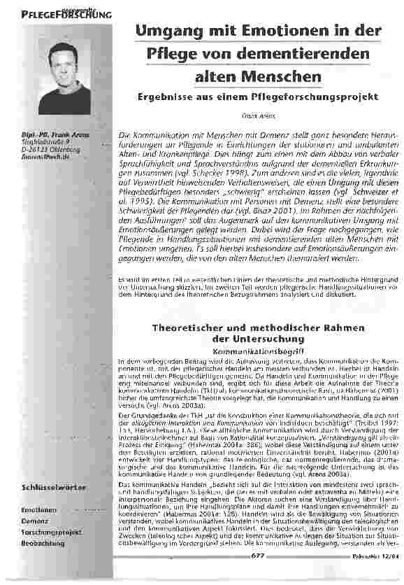 Vorschauseite 1: Umgang mit Emotionen in der Pflege von alten Menschen