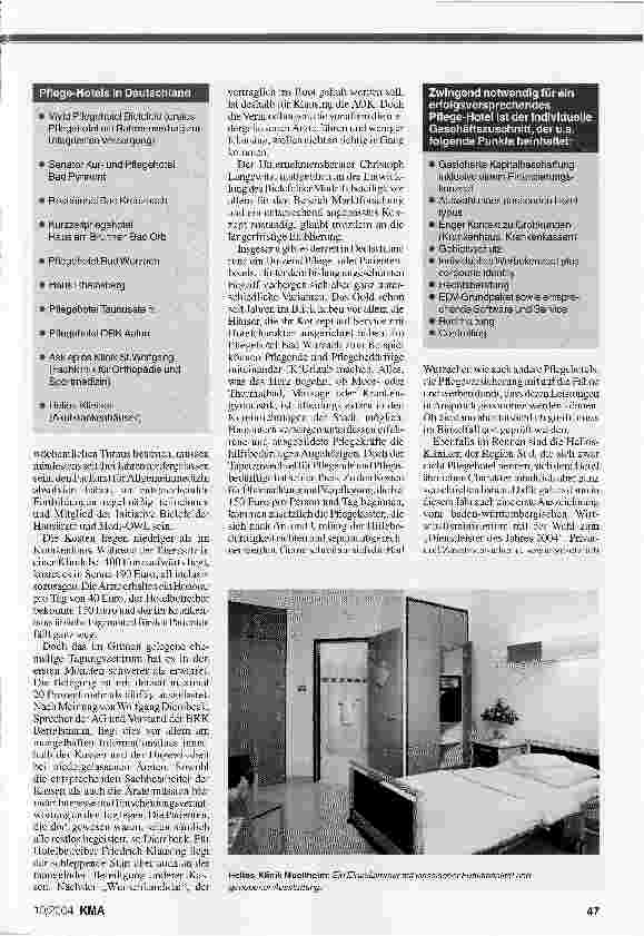 Vorschauseite 2: Der Patient als Kunde und GastPFLEGEHOTEL/PATIENTENHOTEL
