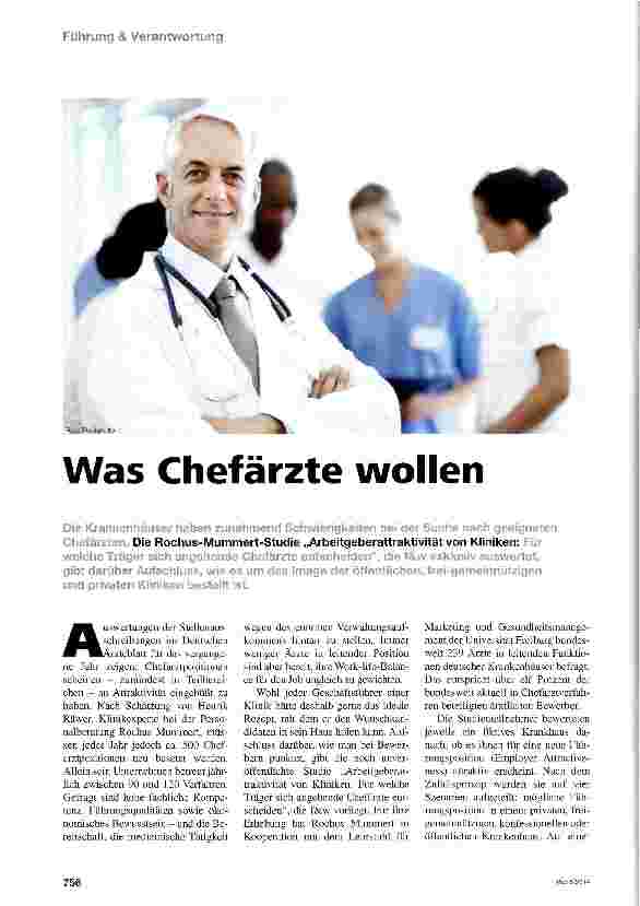 Vorschauseite 1: Was Chefärzte wollen