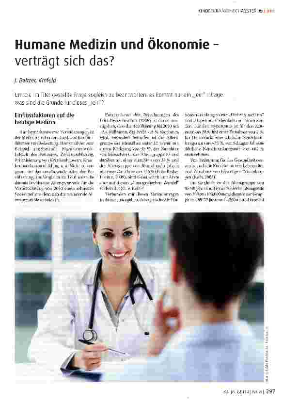 Vorschauseite 1: Humane Medizin und Ökonomie - verträgt sich das?