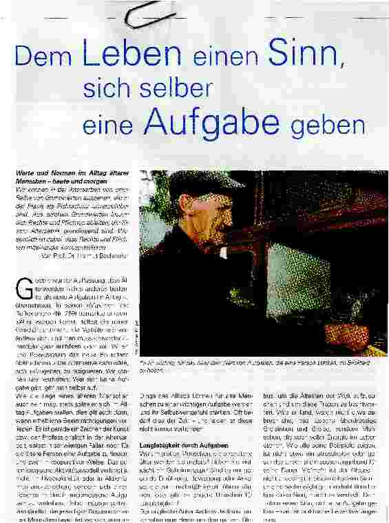 Vorschauseite 1: Dem Leben einen Sinn, sich selber eine Aufgabe geben