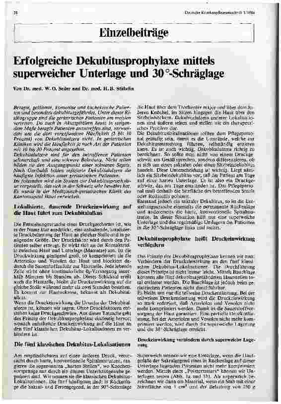 Vorschauseite 1: Erfolgreiche Dekubitusprophylaxe mittels superweicher Unterlage und 30-Grad-Schräglage
