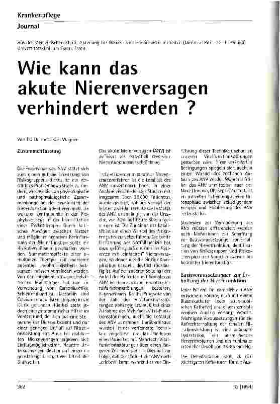 Vorschauseite 1: Wie kann das akute Nierenversagen verhindert werden?