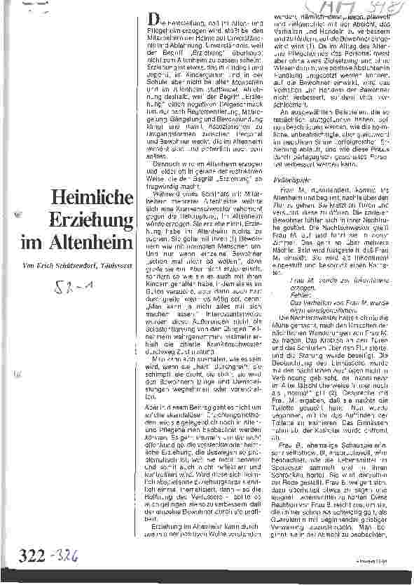 Vorschauseite 1: Heimliche Erziehung im Altenheim