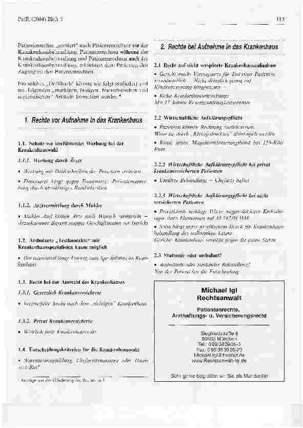 Vorschauseite 3: Patientenrechte rund um das Krankenhaus