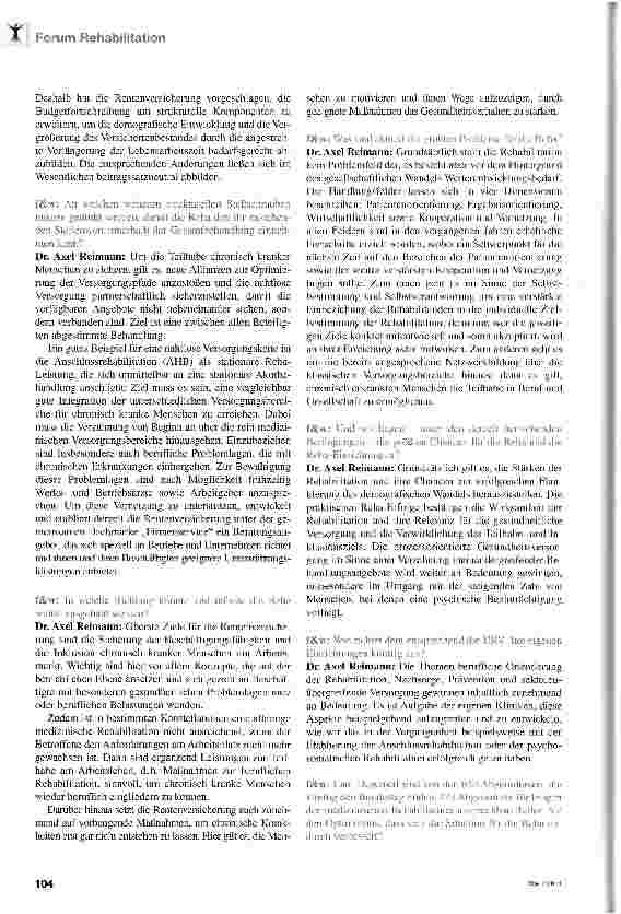 Vorschauseite 3: Die Rehabilitation ist kein Kostenfaktor