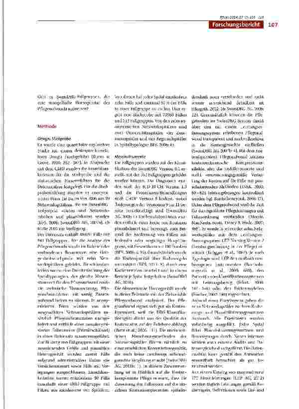 Vorschauseite 3: Variabilität des Pflegeaufwands in SwissDRG-Fallgruppen