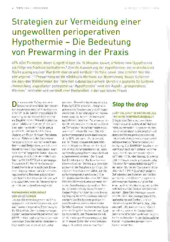 Vorschauseite 1: Strategien zur Vermeidung einer ungewollten perioperativen Hypothermie - Die Bedeutung von Prewarming in der Praxis