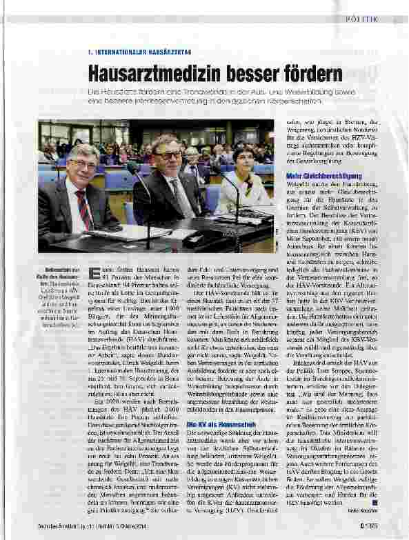 Vorschauseite 1: Hausarztmedizin besser fördern
